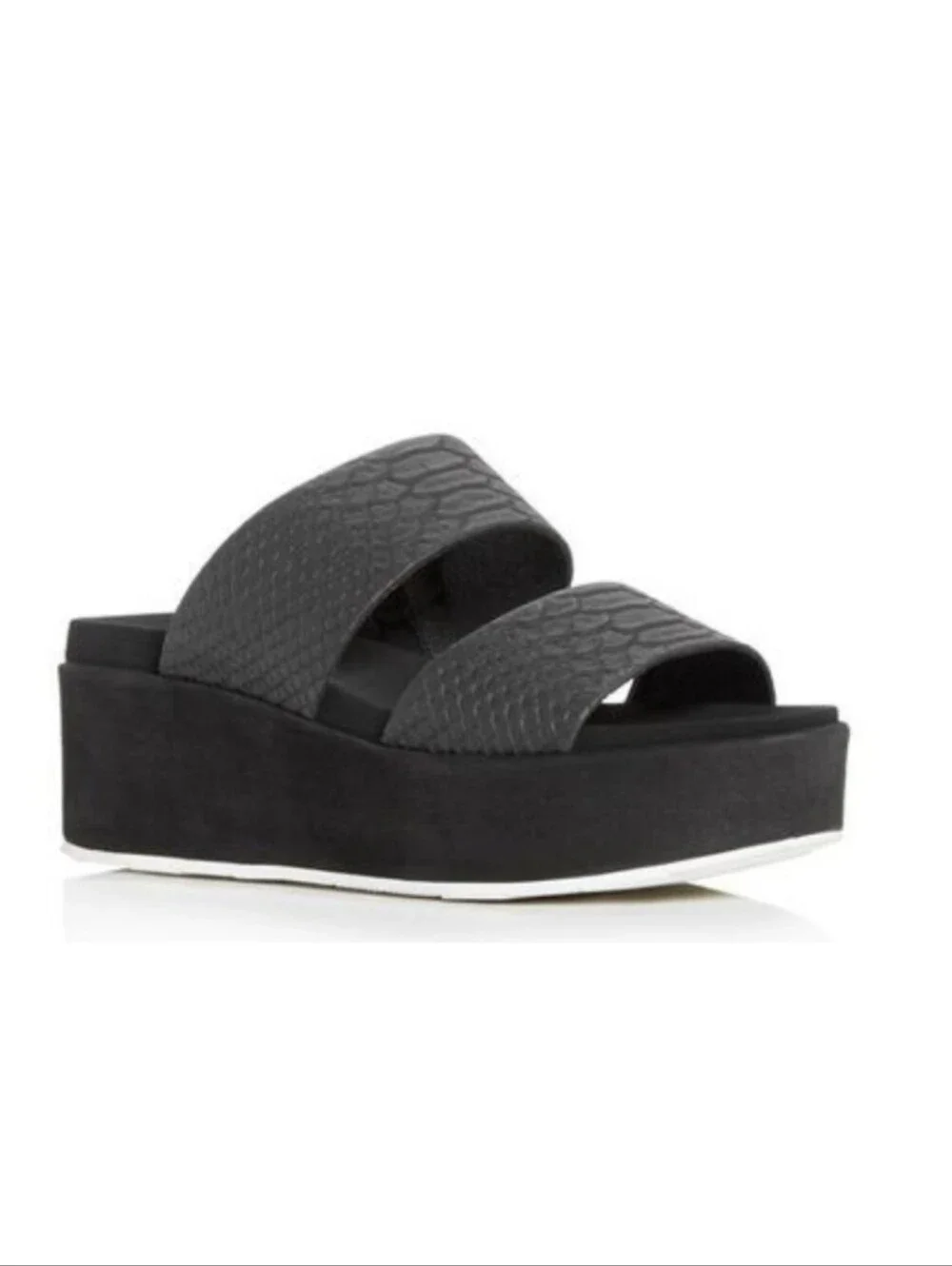 J/Slides Quincy Snake-Embossed Platform Slide Black Size 9 Boho Beach Coastal